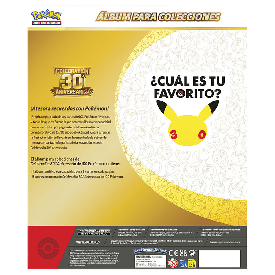 Album Juego Cartas 30th Aniversario Pokemon Español